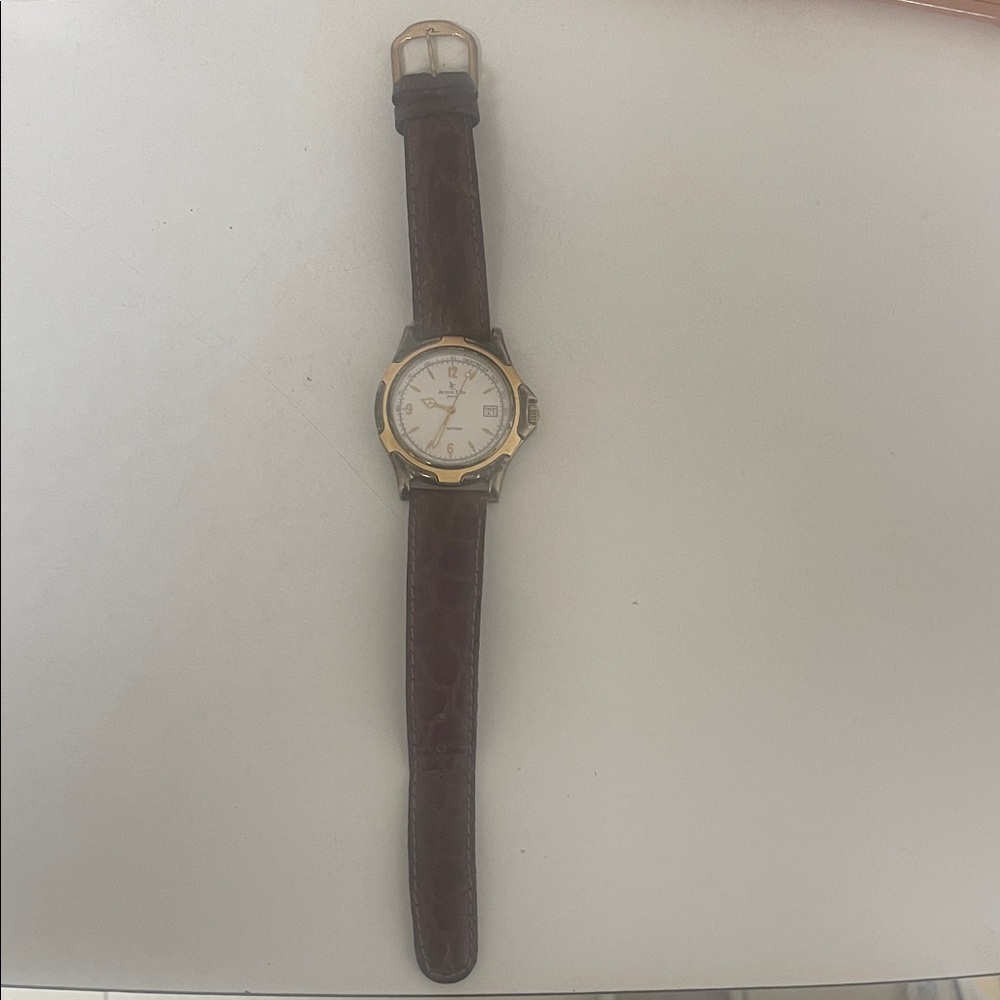 Vintage Jacques Edho -Paris, Brown Leather Strap Two-Tone Face Men’s Watch